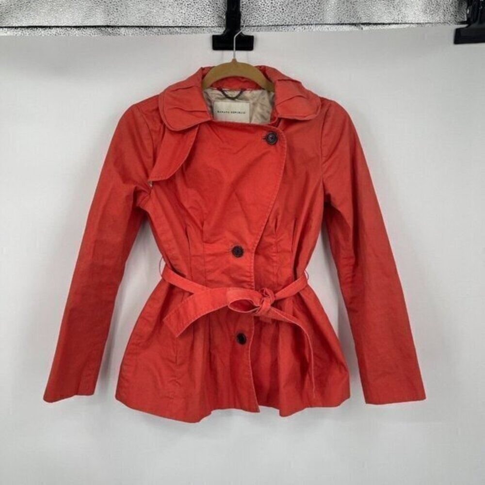 Banana Republic Jacket XS Womens Orange Trench Casual Long Sleeves Button Preppy